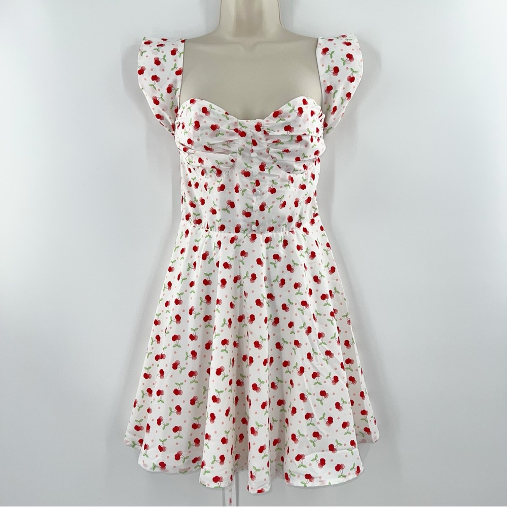 Alamour NWT 'Paisley' Cherry Print Mini Dress size Medium (US 6) - Picture 4 of 14